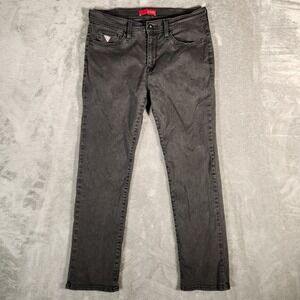 GUESS Jeans Men's 34X30 Black Charcoal Gray Lincoln Slim Straight Denim Pants